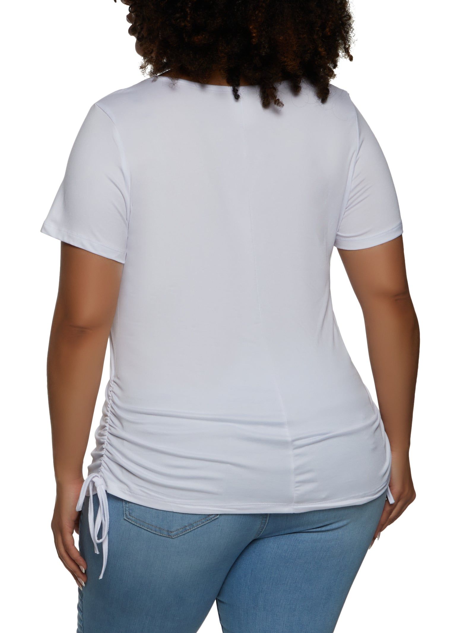 Plus Size Faith Rhinestone Ruched Graphic Tee sold by Rainbow product image thumbnail 2