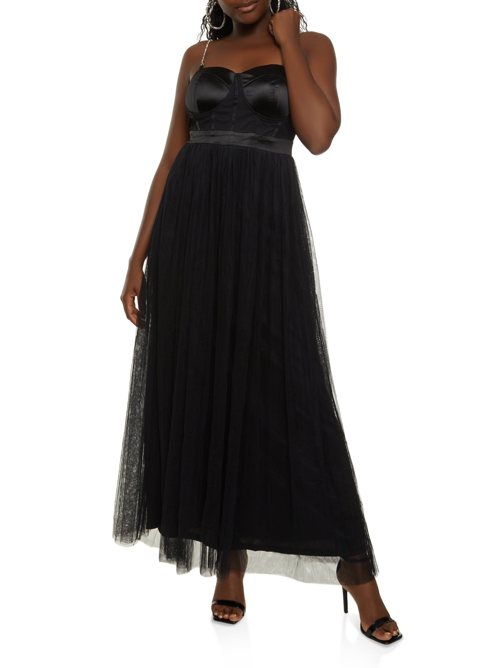 Rhinestone Strap Tulle Corset Maxi Dress sold by Rainbow product image thumbnail 2