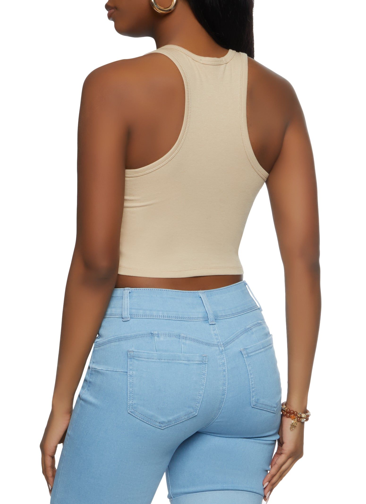 Basic Cropped Racerback Tank Top sold by Rainbow product image thumbnail 2