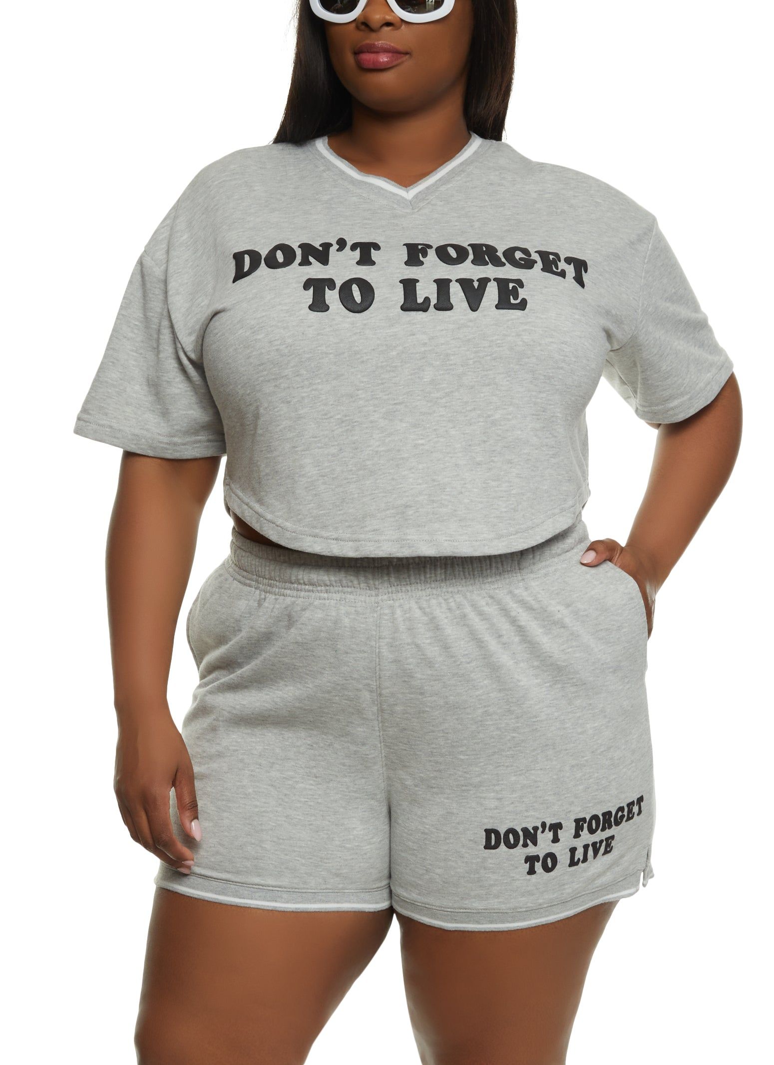 Plus Size Dont Forget To Live Cropped Graphic Tee sold by Rainbow product image thumbnail 2