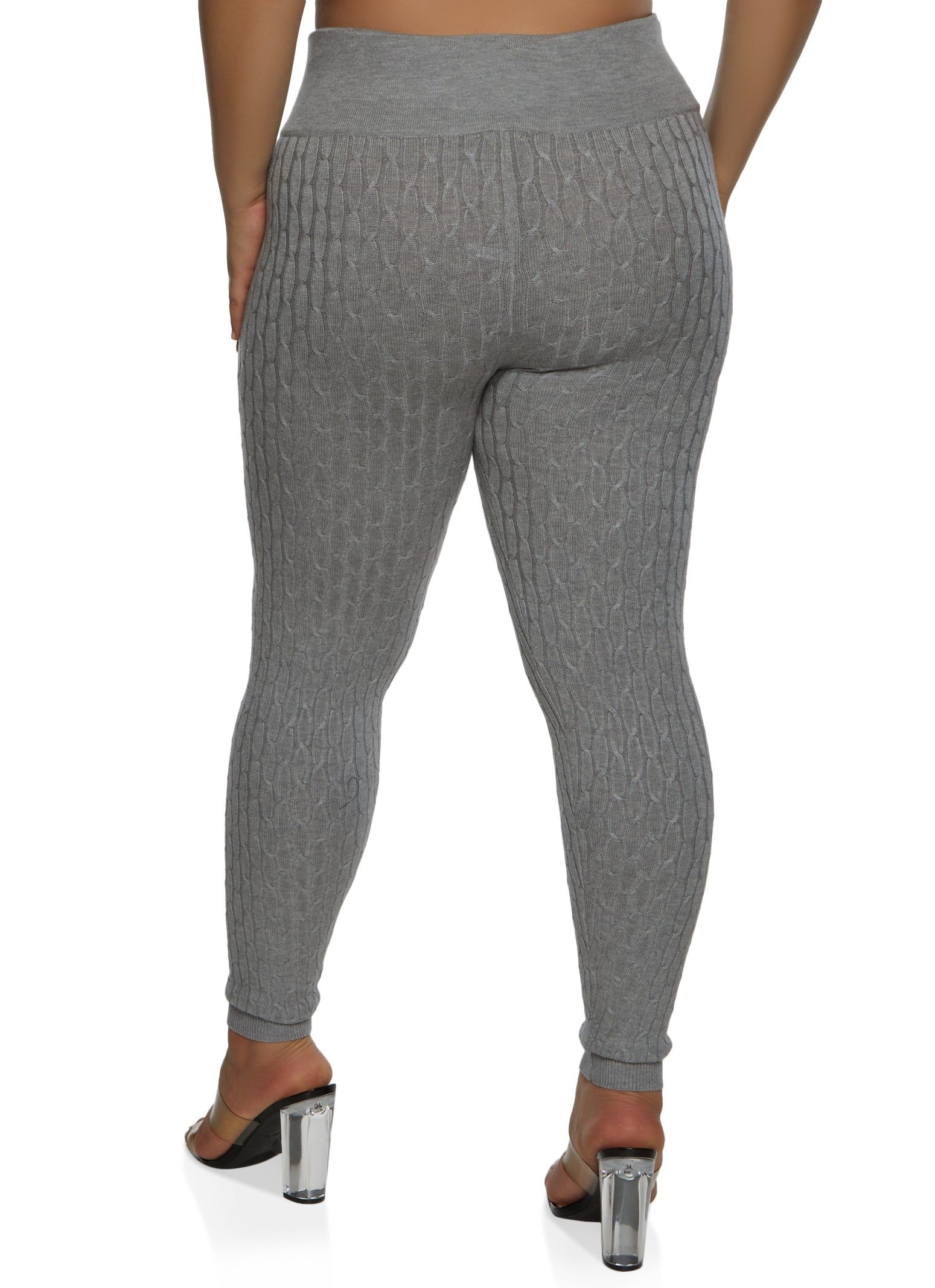 Plus Size High Waist Cable Knit Leggings sold by Rainbow product image thumbnail 2