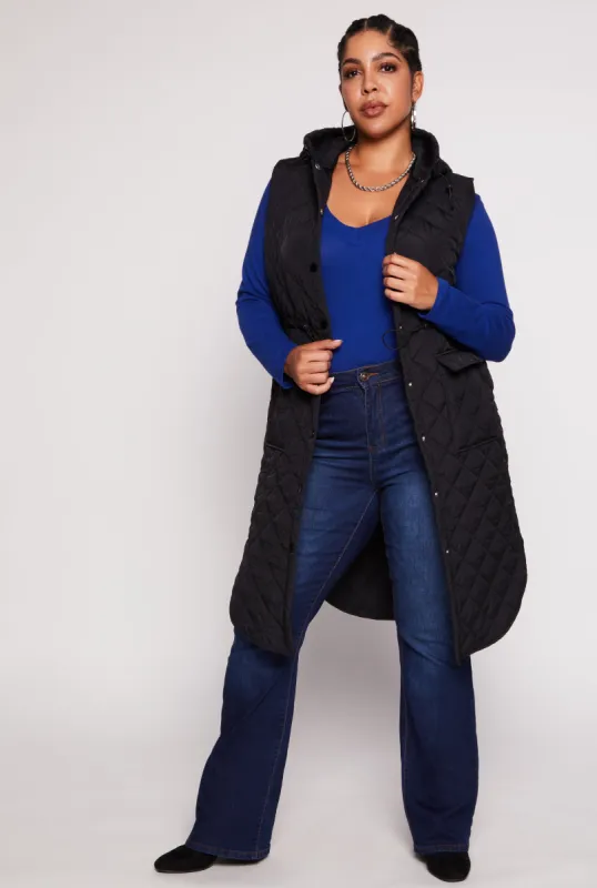 Plus Size Quilted Toggle Drawstring Vest sold by Rainbow