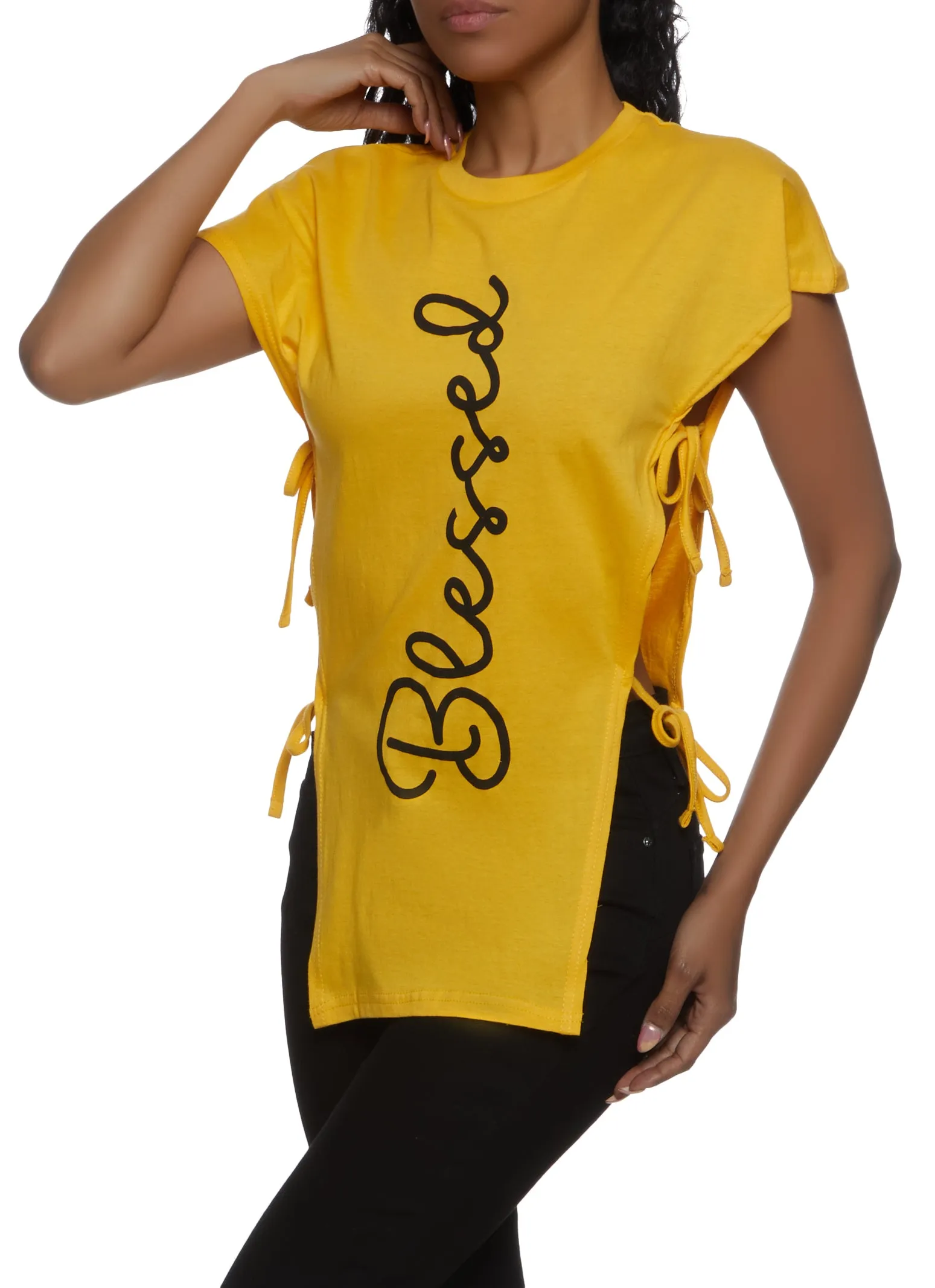 Open Tie Side Blessed Graphic Tee sold by Rainbow