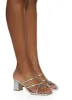 Metallic Toe Loop Strappy Block Heel Sandals sold by Rainbow