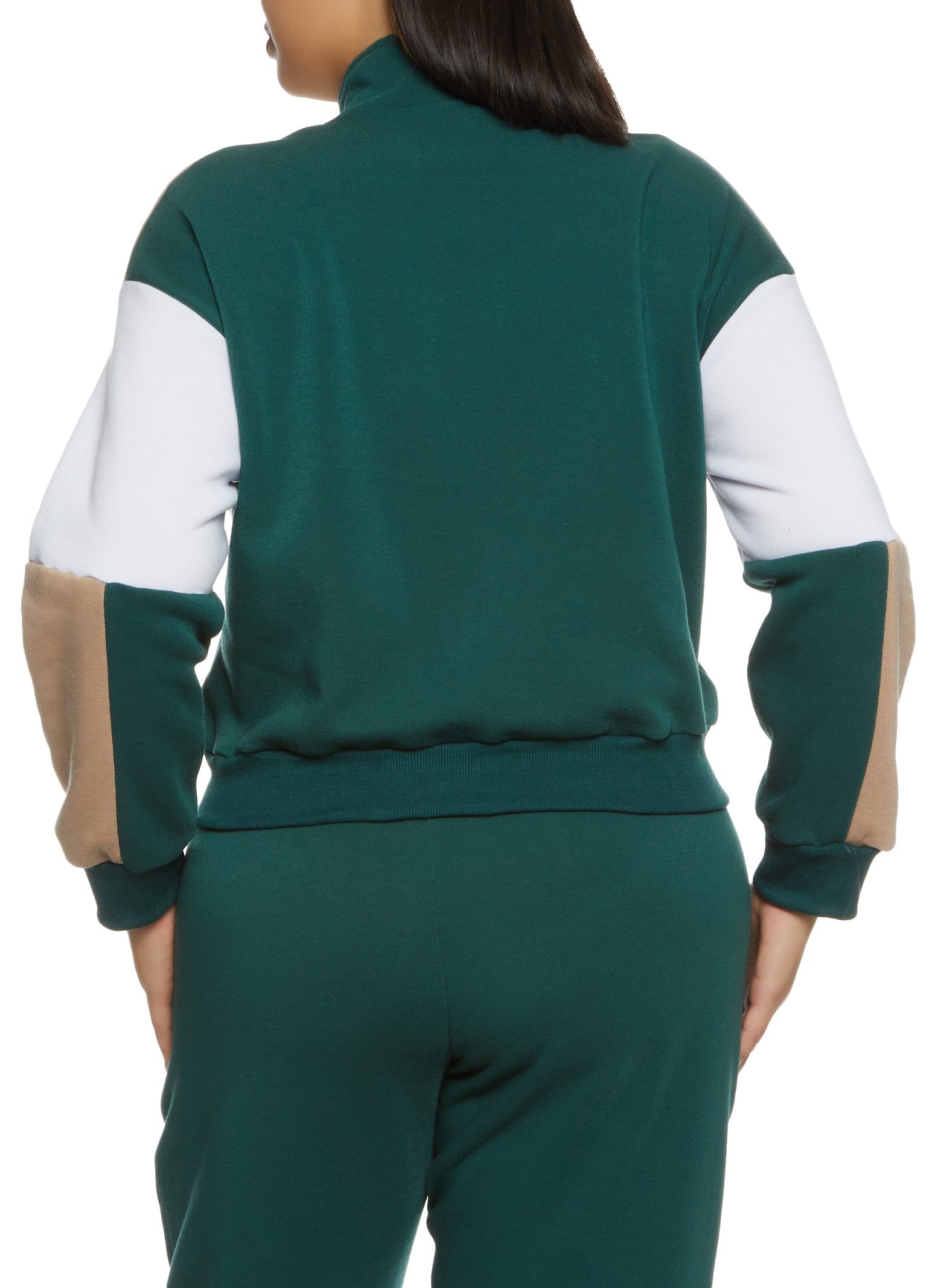 Plus Size Color Blocked Zip Neck Sweatshirt sold by Rainbow product image thumbnail 3