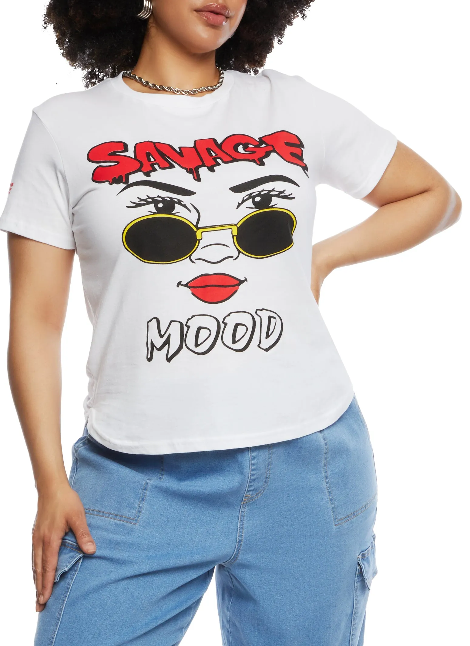 Plus Size High Low Hem Savage Mood Graphic Tee sold by Rainbow
