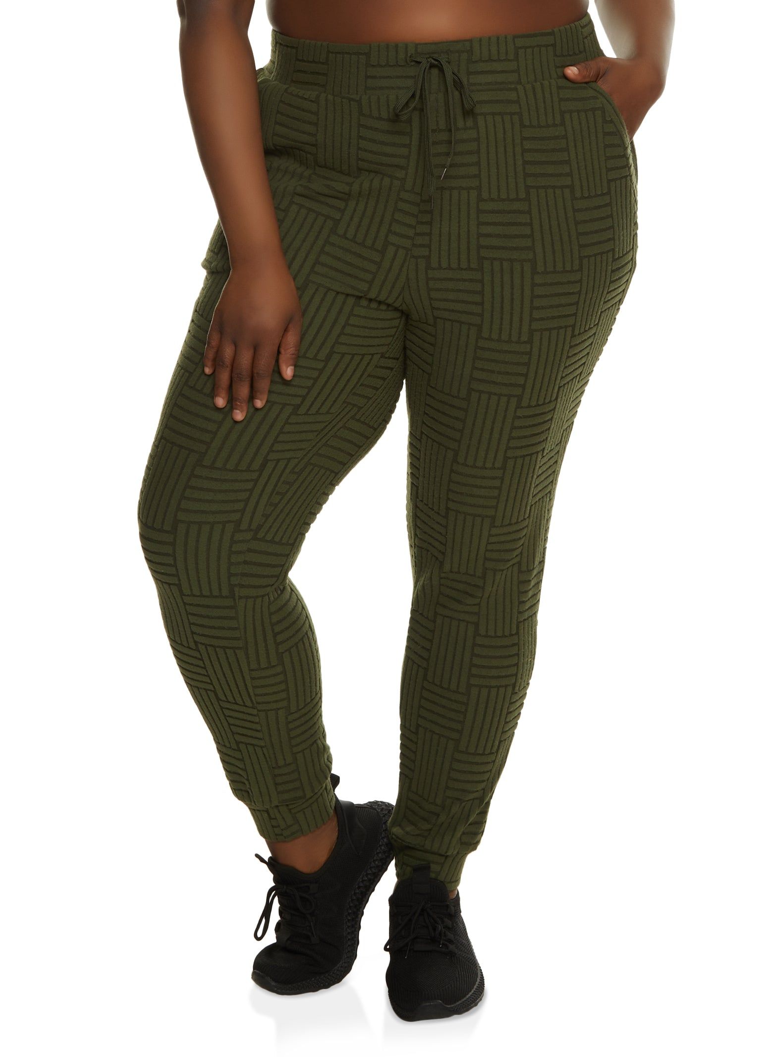 Plus Size Fleece Textured Knit Joggers sold by Rainbow