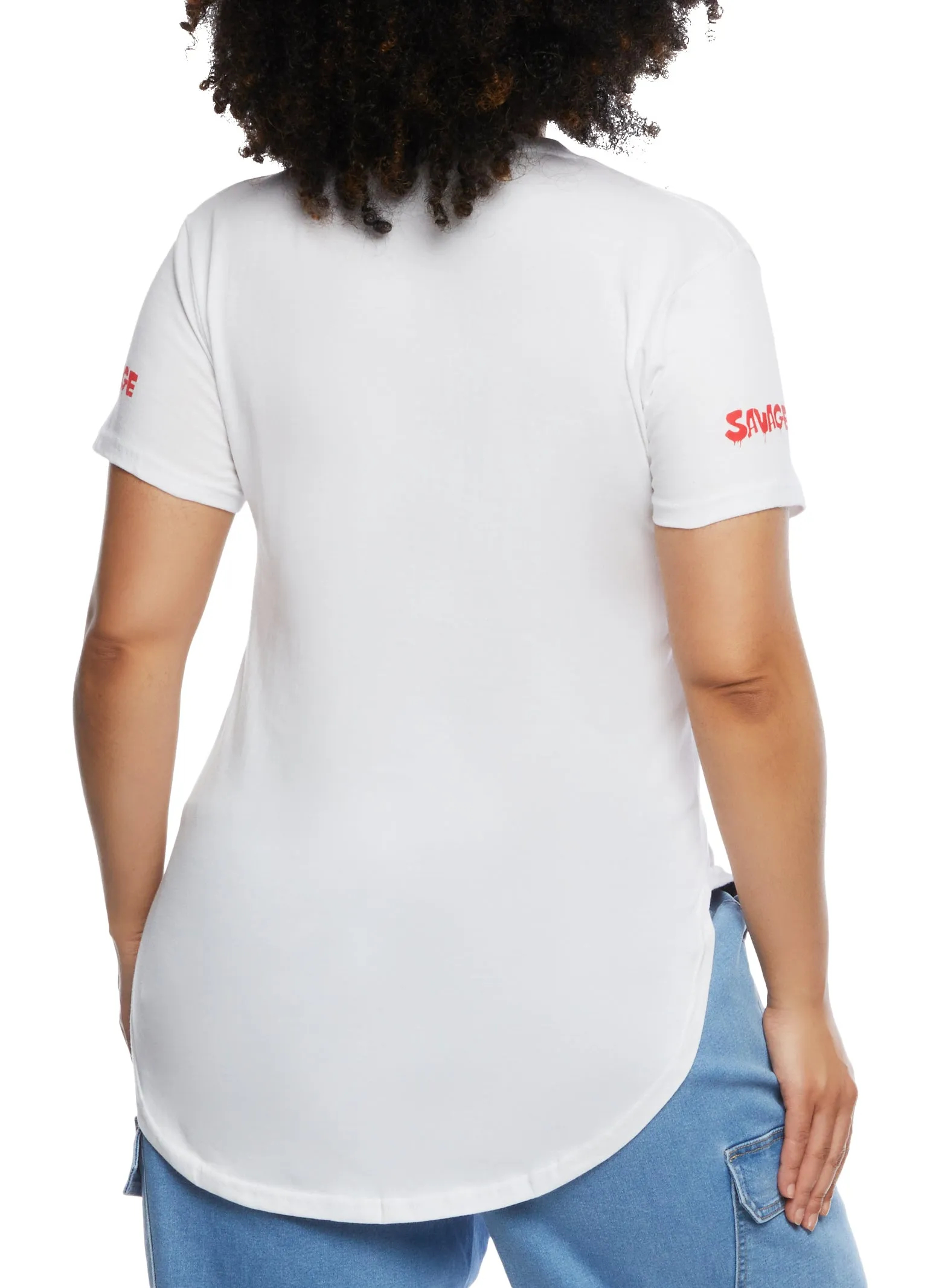 Plus Size High Low Hem Savage Mood Graphic Tee sold by Rainbow product image thumbnail 3