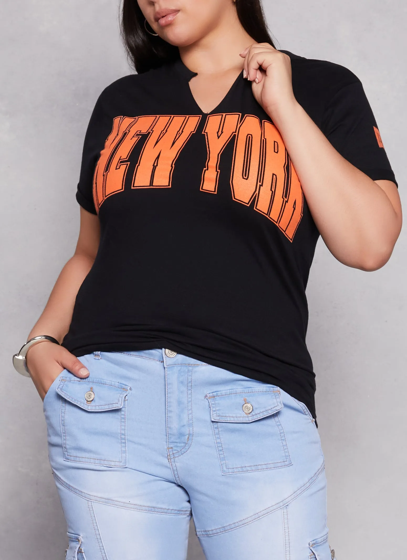 Plus Size New York Notch Neck Graphic Tee sold by Rainbow