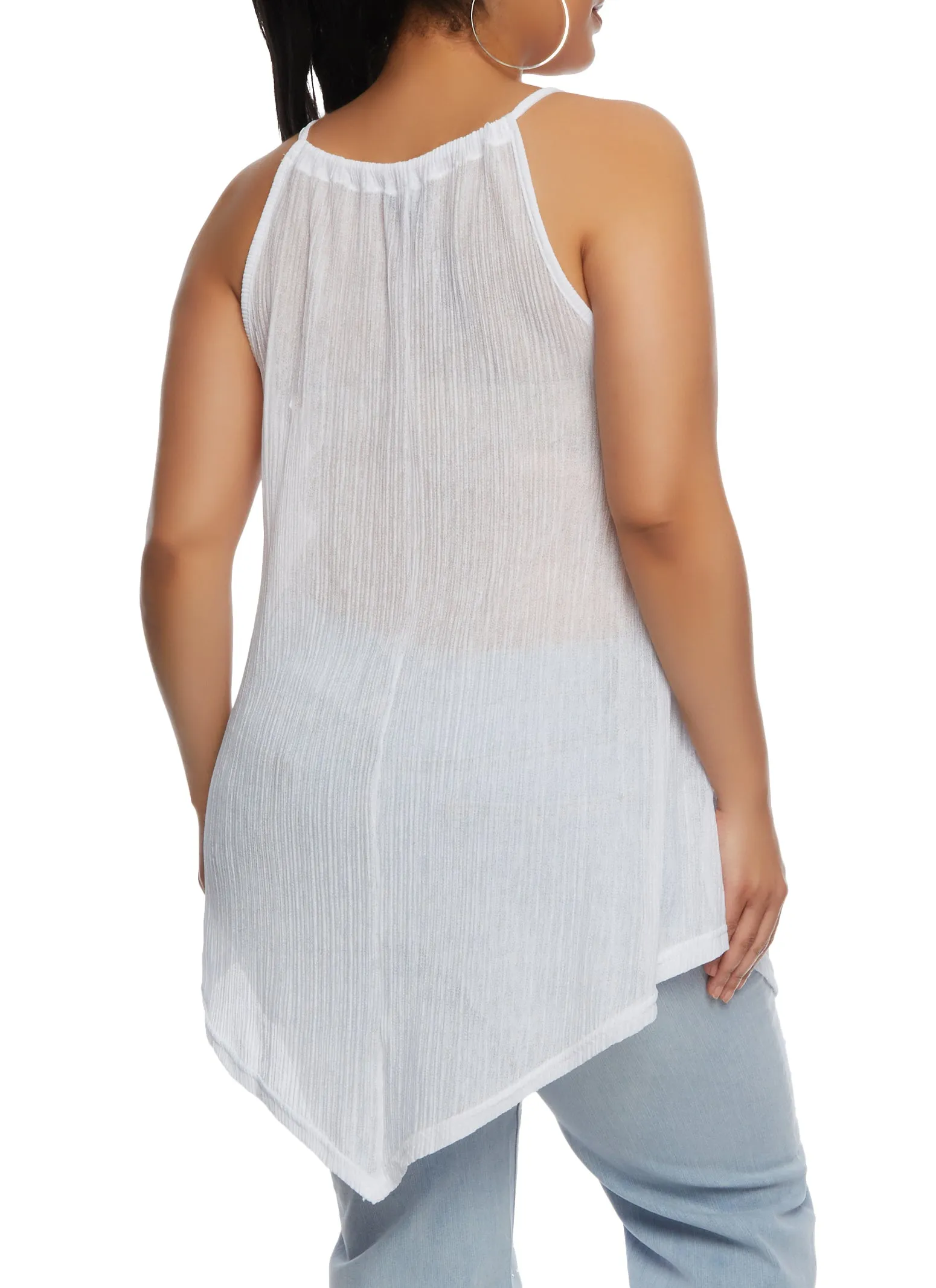 Plus Size Textured Knit High Neck Hanky Hem Top sold by Rainbow product image thumbnail 3