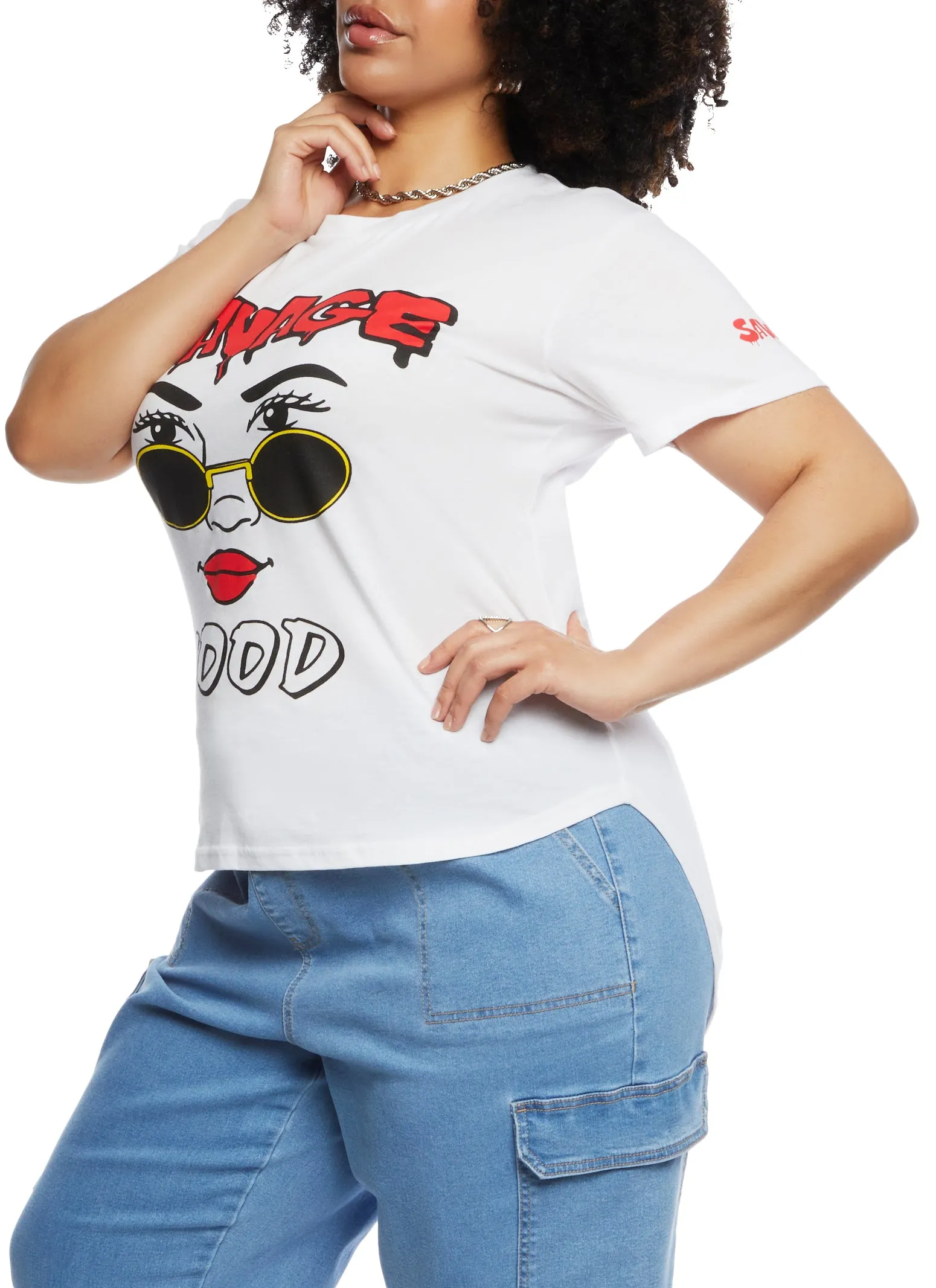 Plus Size High Low Hem Savage Mood Graphic Tee sold by Rainbow product image thumbnail 2