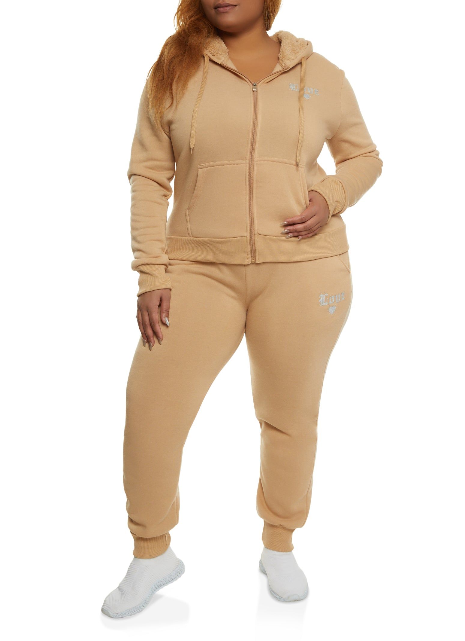 Plus Size Love Rhinestone Zip Front Hoodie sold by Rainbow product image thumbnail 2