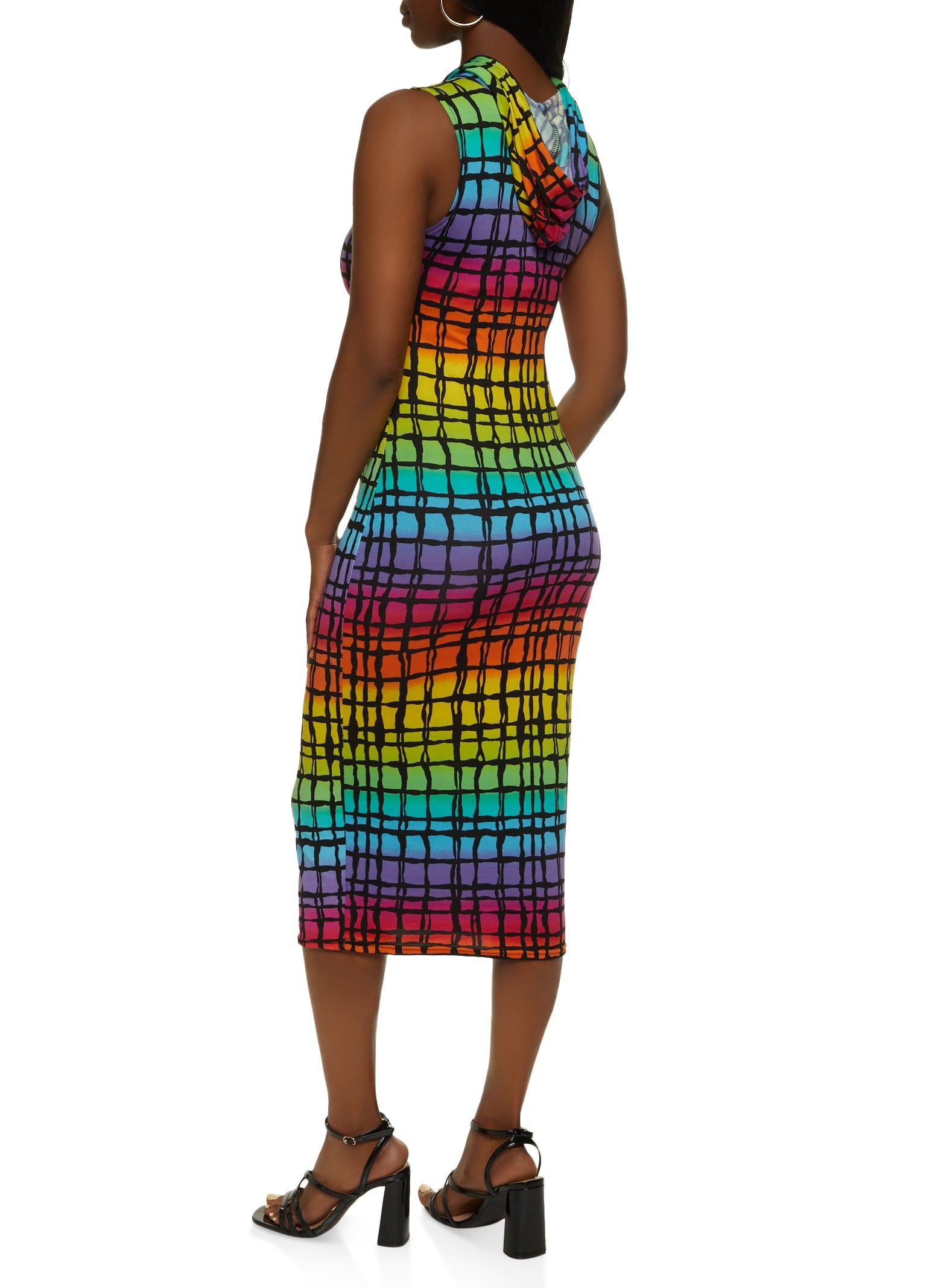 Windowpane Print Sleeveless Hoodie Dress sold by Rainbow product image thumbnail 3