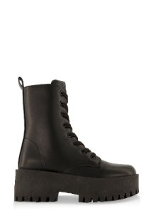 Solid Platform Combat Lace Up Boots sold by Rainbow