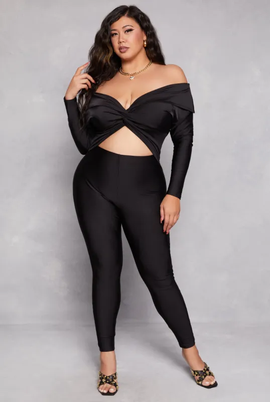 Plus Size Twist Front Cut Out Jumpsuit sold by Rainbow