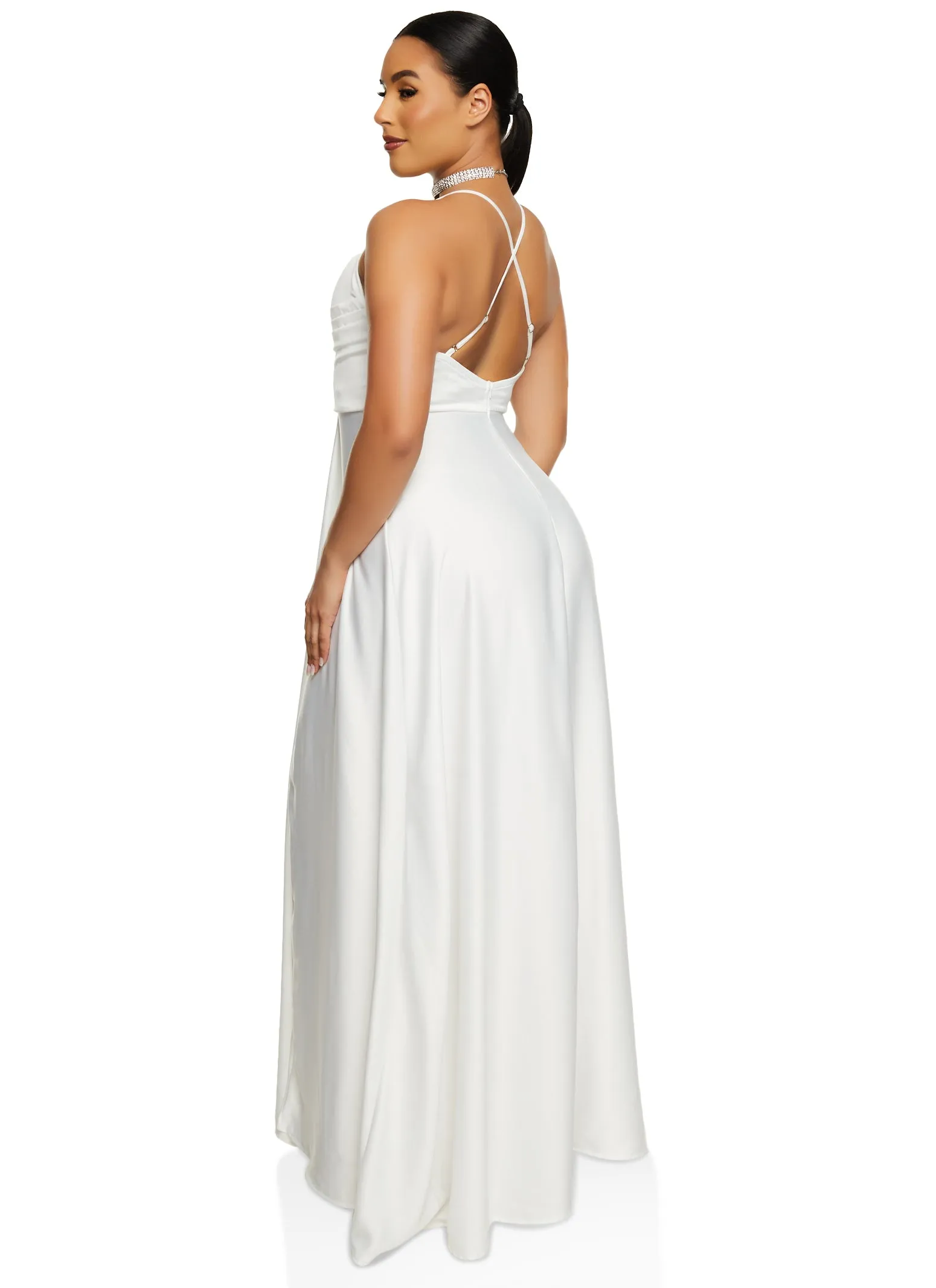 Haute Monde Rhinestone Strap Satin Maxi Dress sold by Rainbow product image thumbnail 3