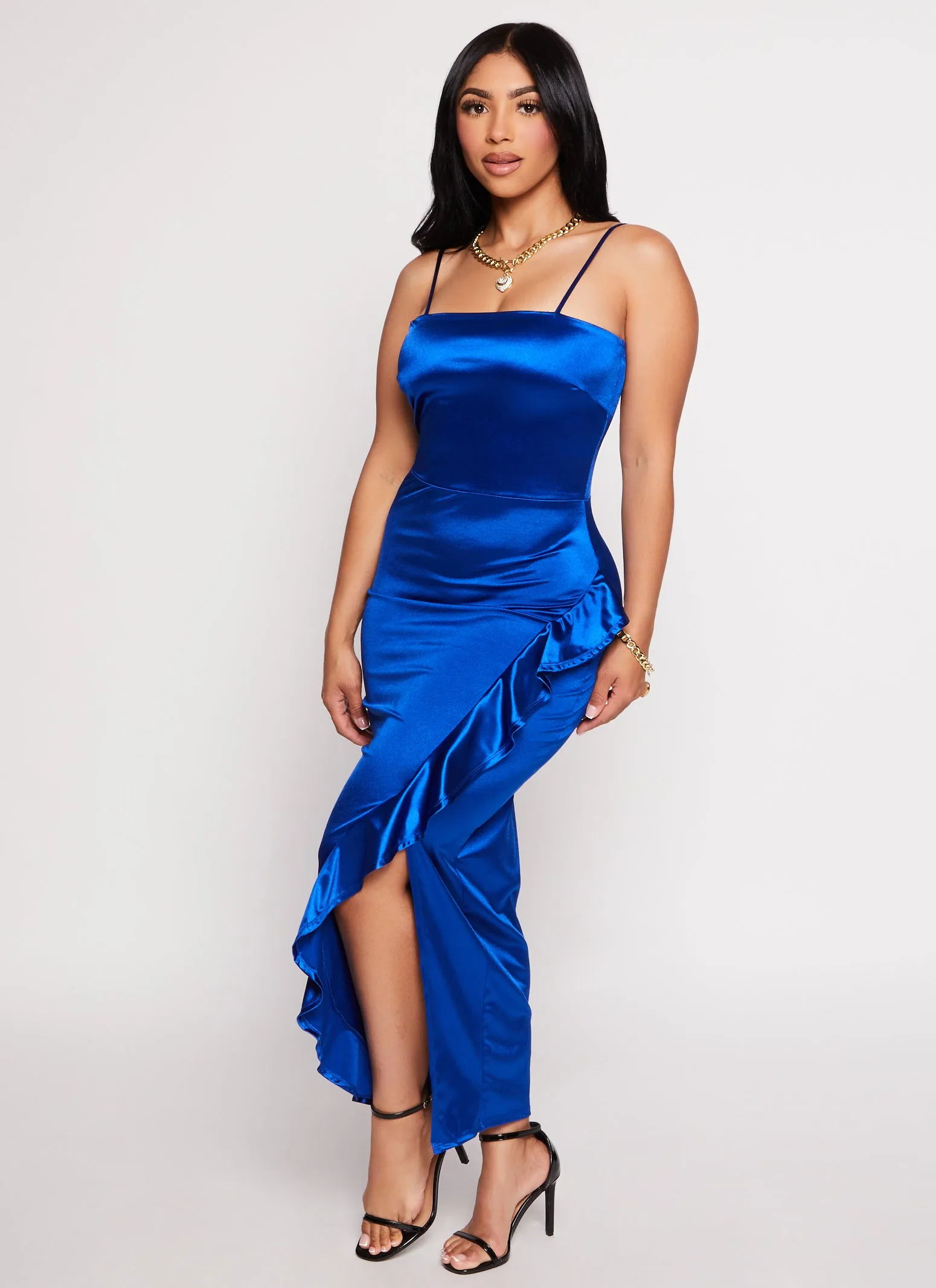 Asymmetrical Ruffled Side Slit Maxi Dress sold by Rainbow product image thumbnail 2