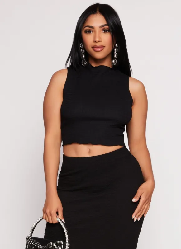 Textured Knit Sleeveless Crop Top sold by Rainbow