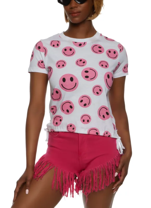 Smiley Side Tie Graphic Tee sold by Rainbow