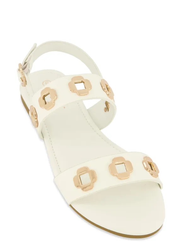 Geometric Metallic Eyelet Band Sandals sold by Rainbow