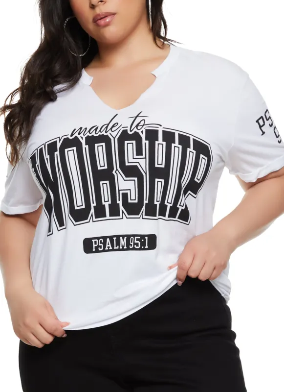 Plus Size Made To Worship Graphic T Shirt sold by Rainbow
