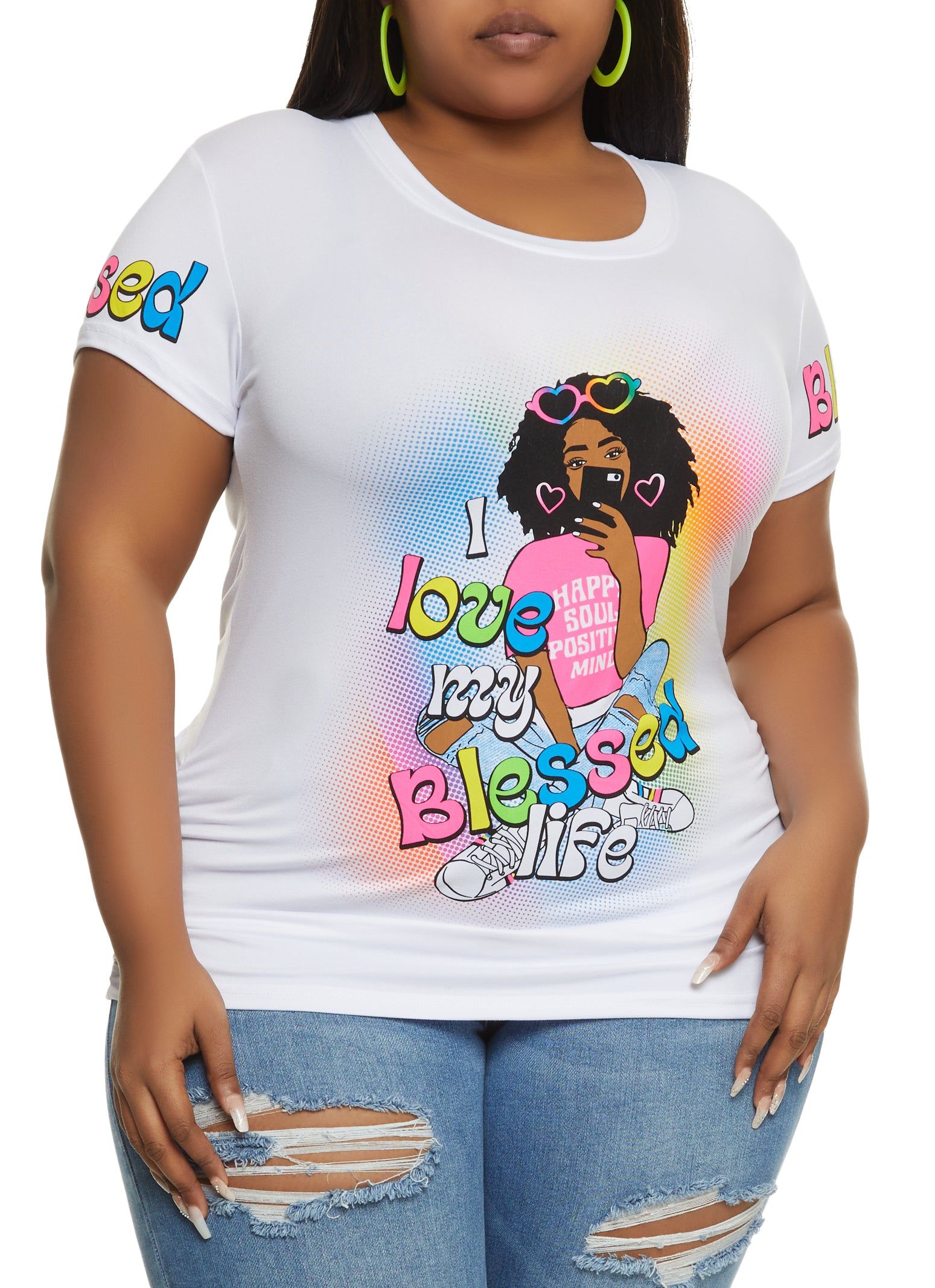 Plus Size I Love My Blessed Life Graphic Tee sold by Rainbow