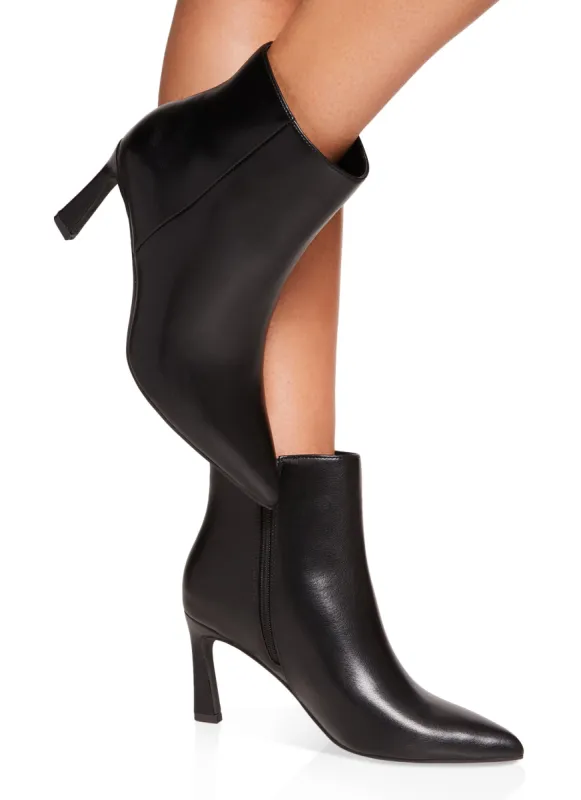 Side Zip Stiletto Pointed Toe Booties sold by Rainbow