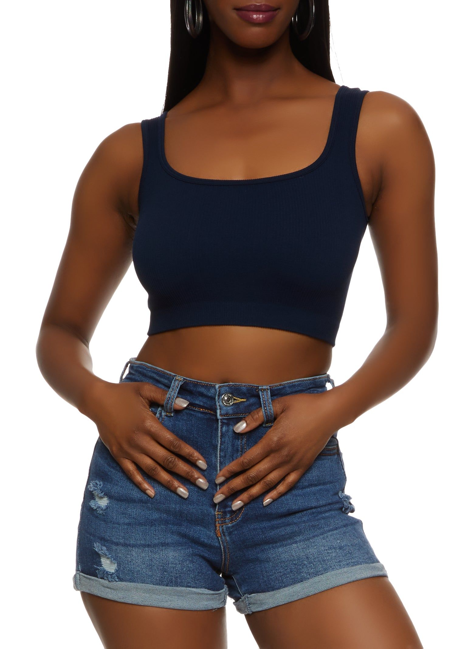 Seamless Rib Knit Crop Top sold by Rainbow