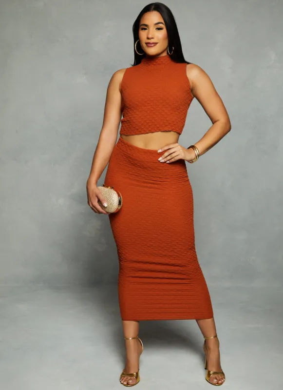 Textured Knit High Waist Maxi Pencil Skirt sold by Rainbow