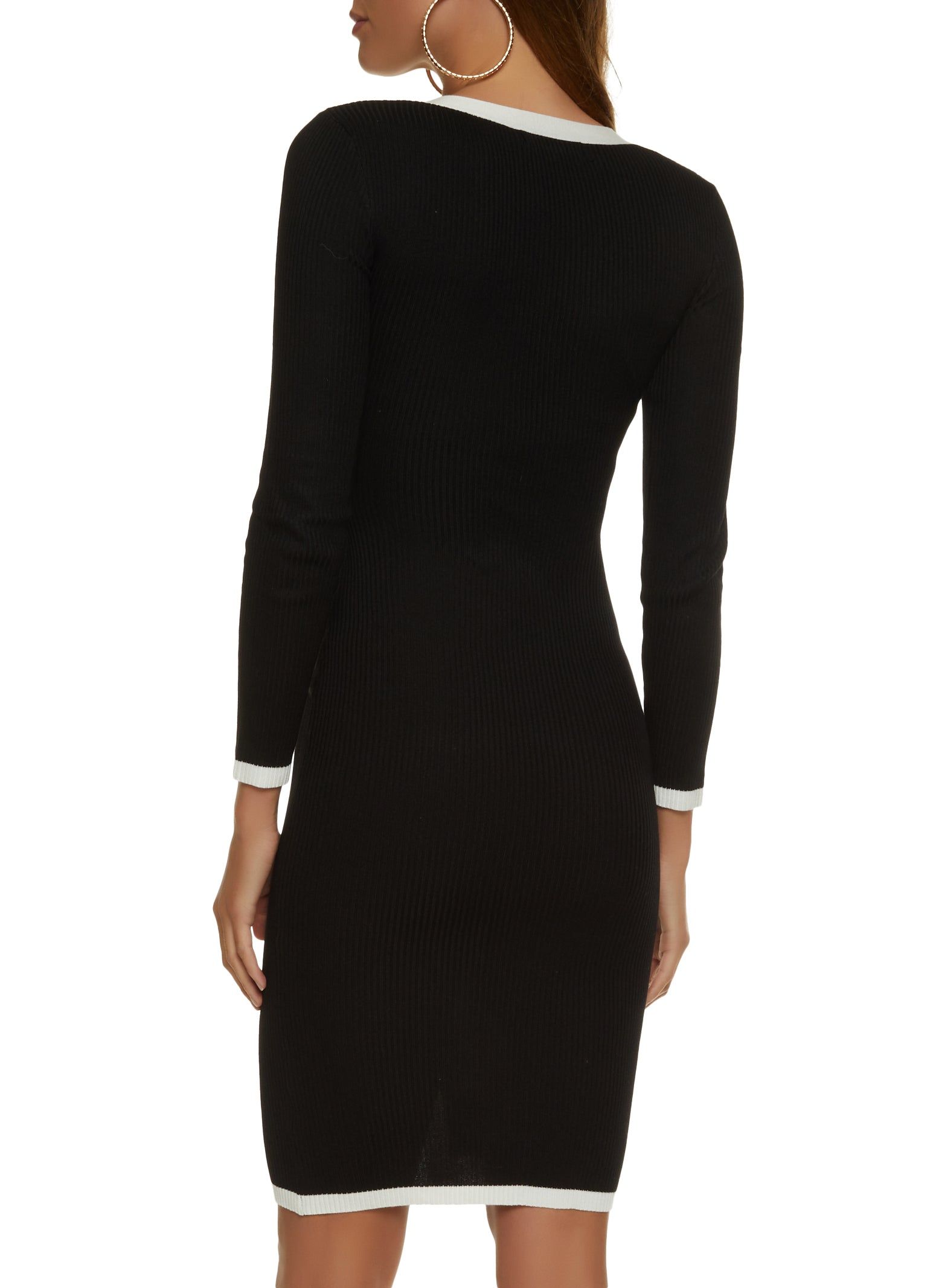 Ribbed Knit Faux Button Front Midi Dress sold by Rainbow product image thumbnail 3