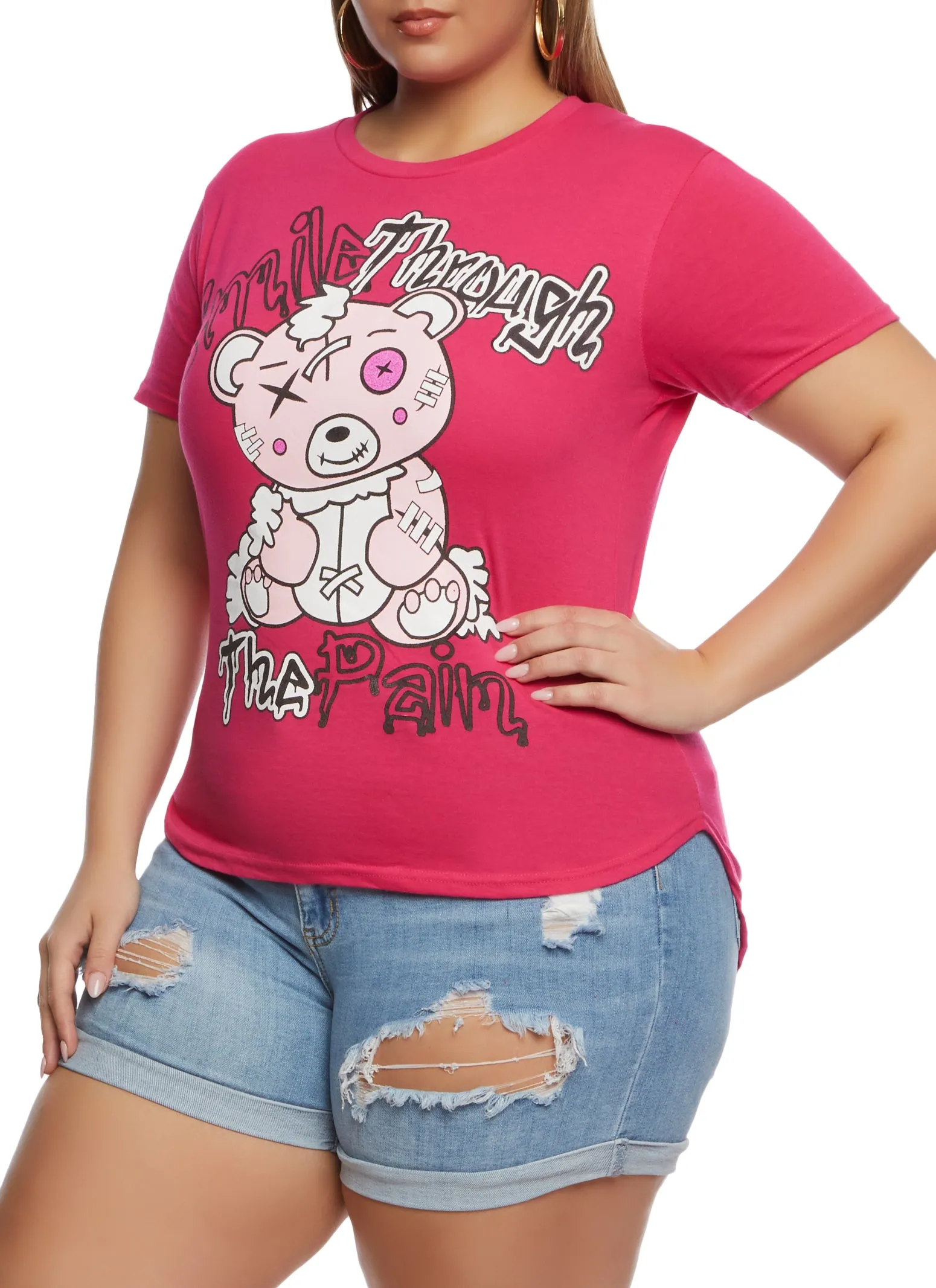 Plus Size Smile Through The Pain Graphic T Shirt sold by Rainbow product image thumbnail 2