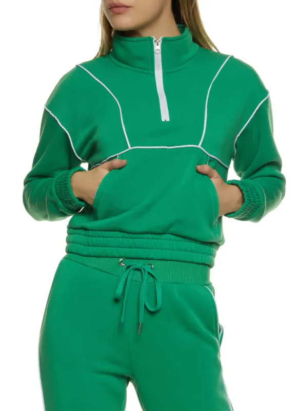 Contrast Piping Half Zip Sweatshirt sold by Rainbow