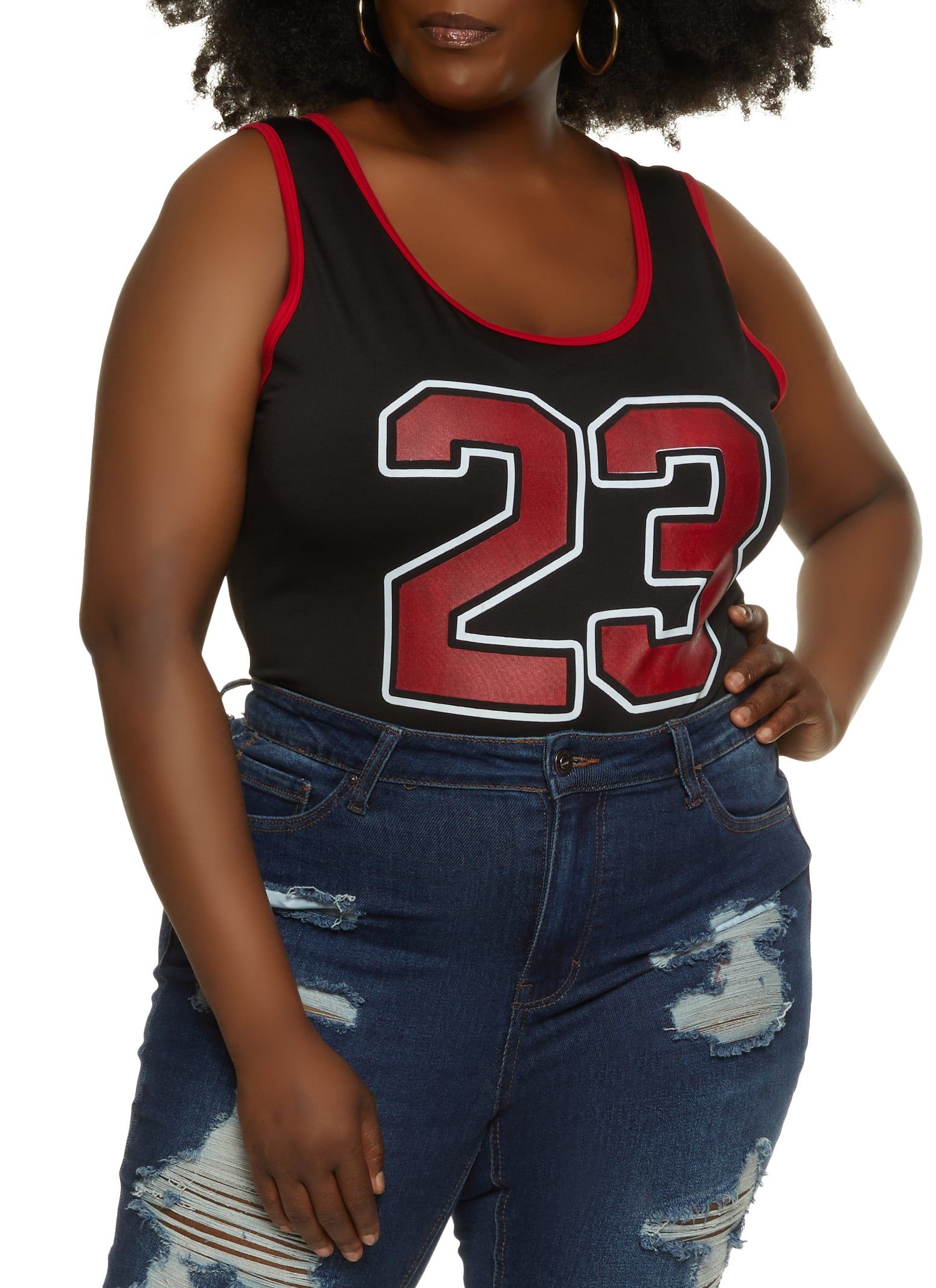 Plus Size Contrast Trim 23 Graphic Bodysuit sold by Rainbow product image thumbnail 2