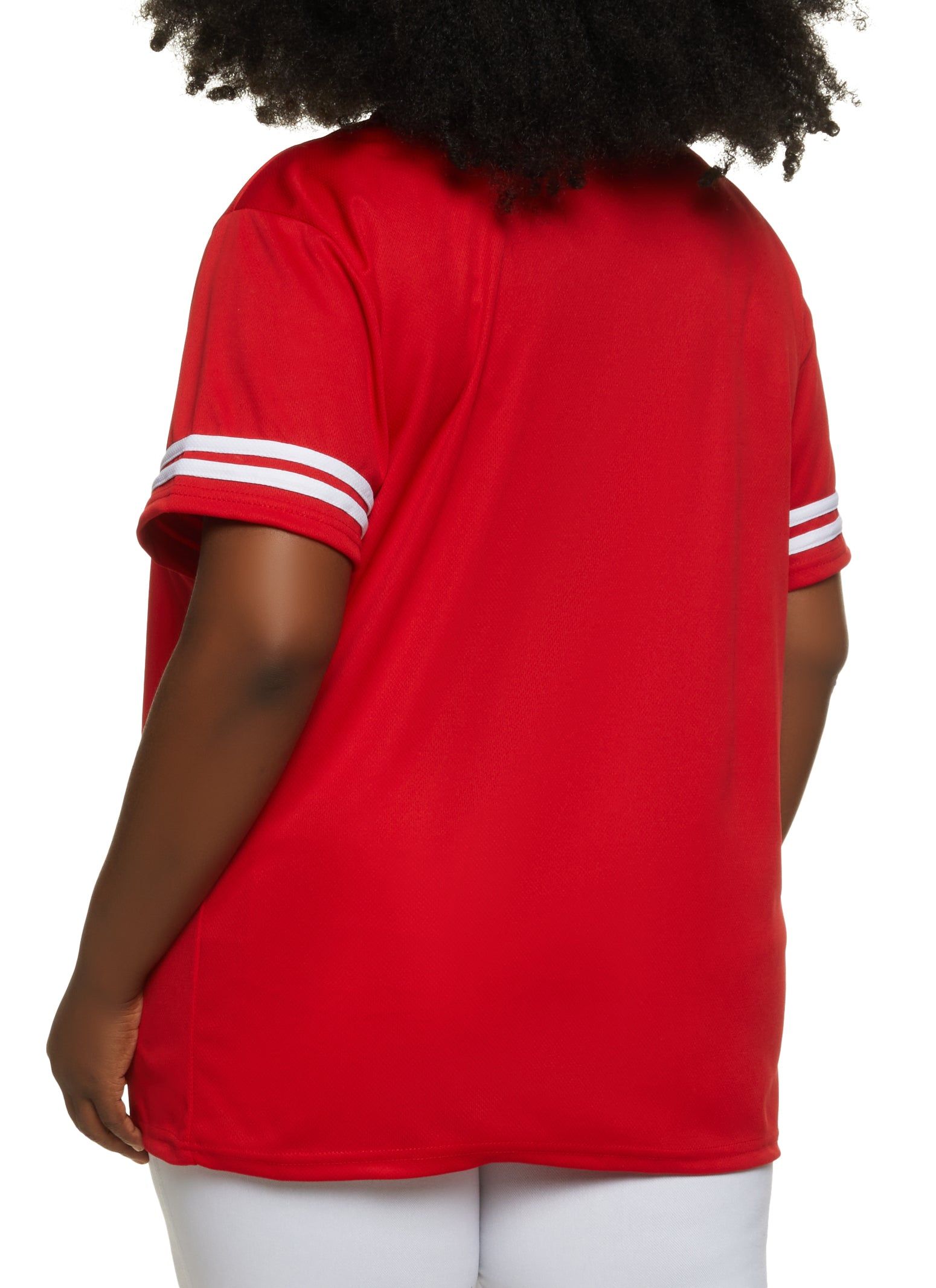 Plus Size Savage Button Front Mesh Baseball Tee sold by Rainbow product image thumbnail 2