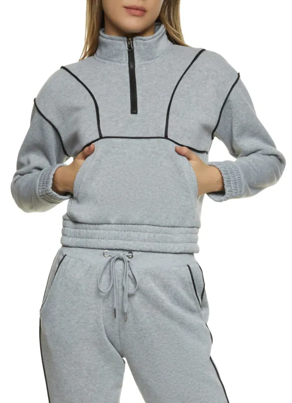 Contrast Piping Half Zip Sweatshirt sold by Rainbow