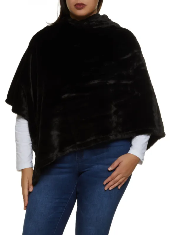 Faux Fur Hooded Poncho sold by Rainbow