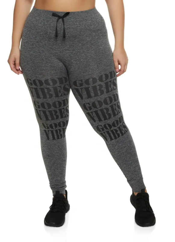 Plus Size Good Vibes High Waist Leggings sold by Rainbow