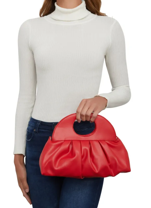 Faux Leather Pleated Convertible Pouch sold by Rainbow