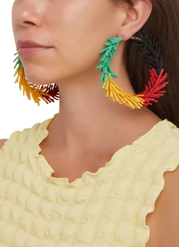 Faux Suede Fringe Hoop Earrings sold by Rainbow