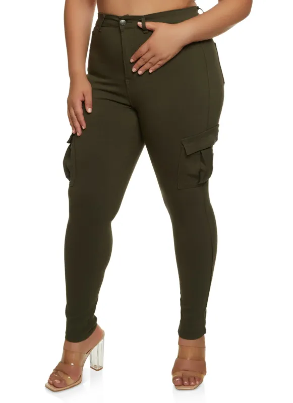 Plus Size Stretch Cargo Pocket Pants sold by Rainbow