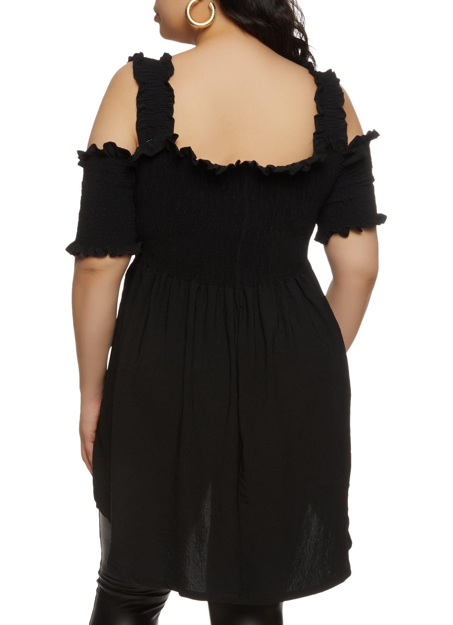 Plus Size Smocked High Low Hem Peplum Top sold by Rainbow product image thumbnail 2