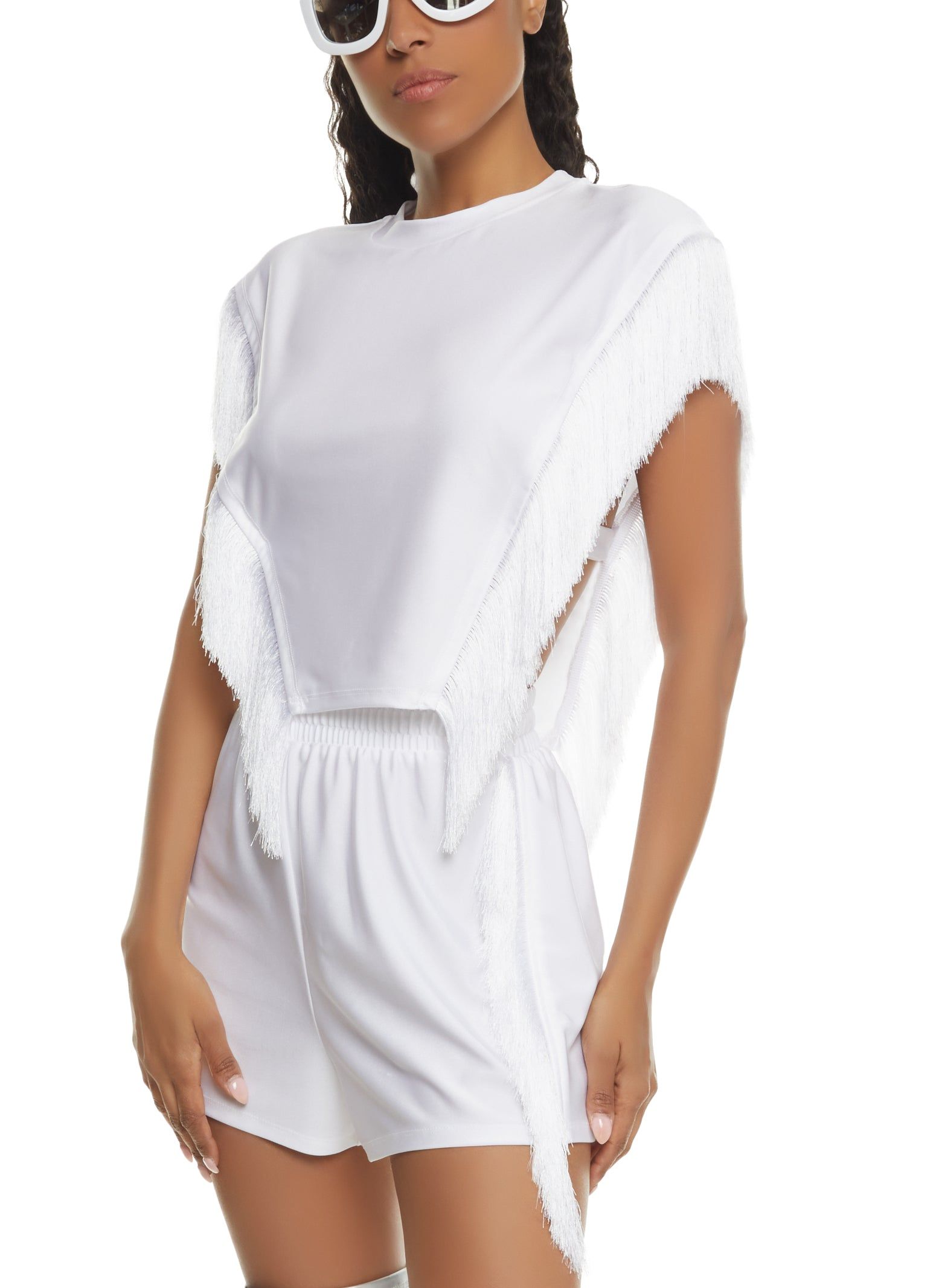 Open Side Fringe Crop Top sold by Rainbow