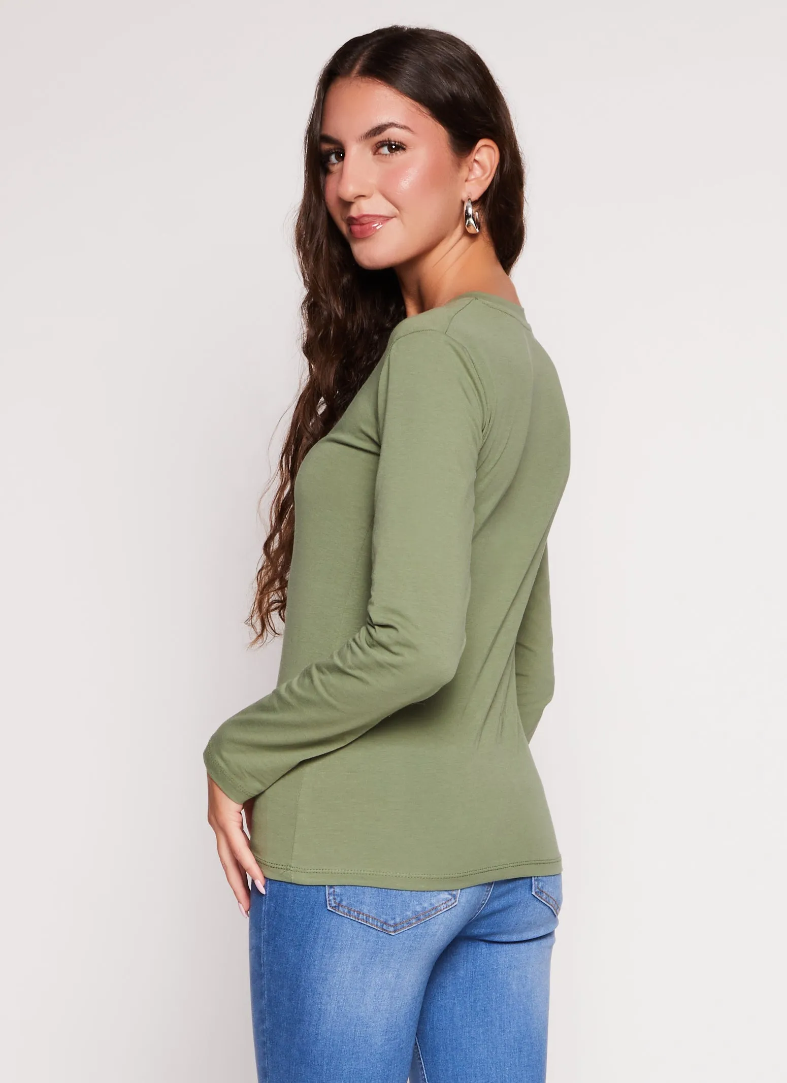 Basic V Neck Long Sleeve T Shirt sold by Rainbow product image thumbnail 3