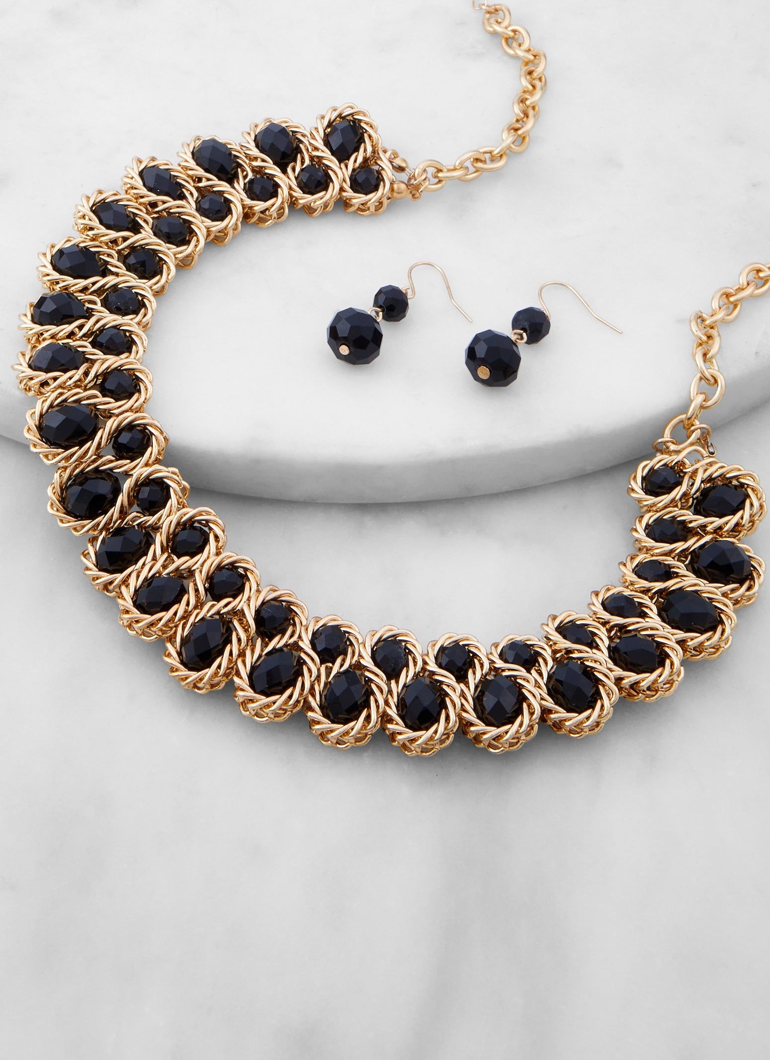 Beaded Metallic Necklace and Drop Earrings sold by Rainbow product image thumbnail 2