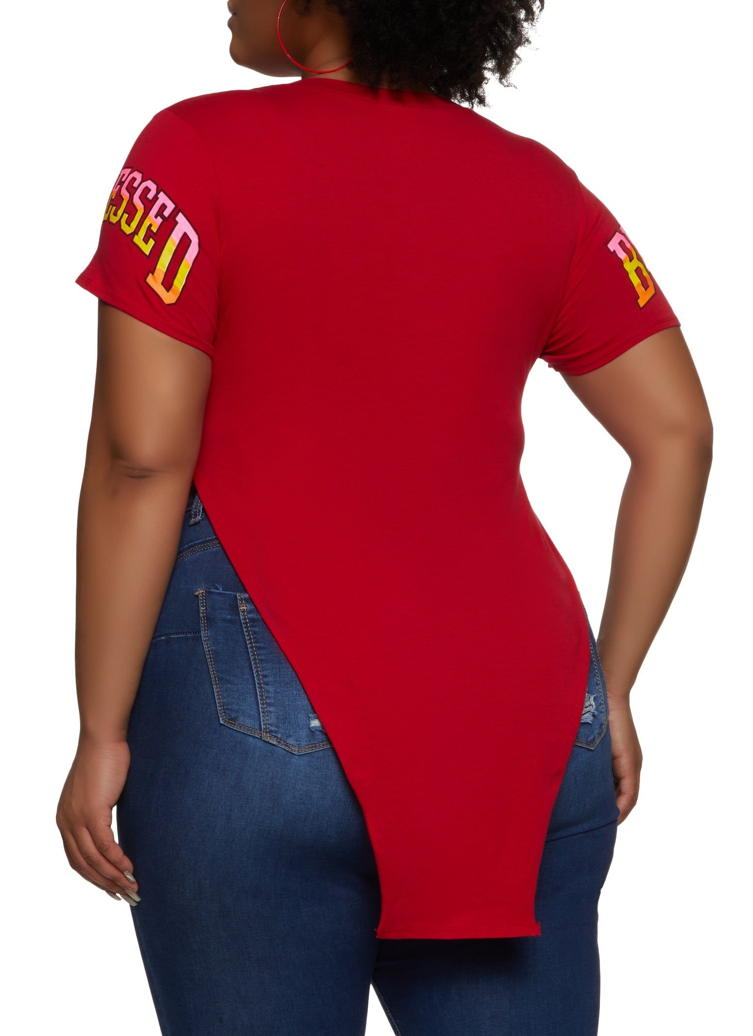 Plus Size Blessed Vibes Only Hanky Hem Graphic Tee sold by Rainbow product image thumbnail 2