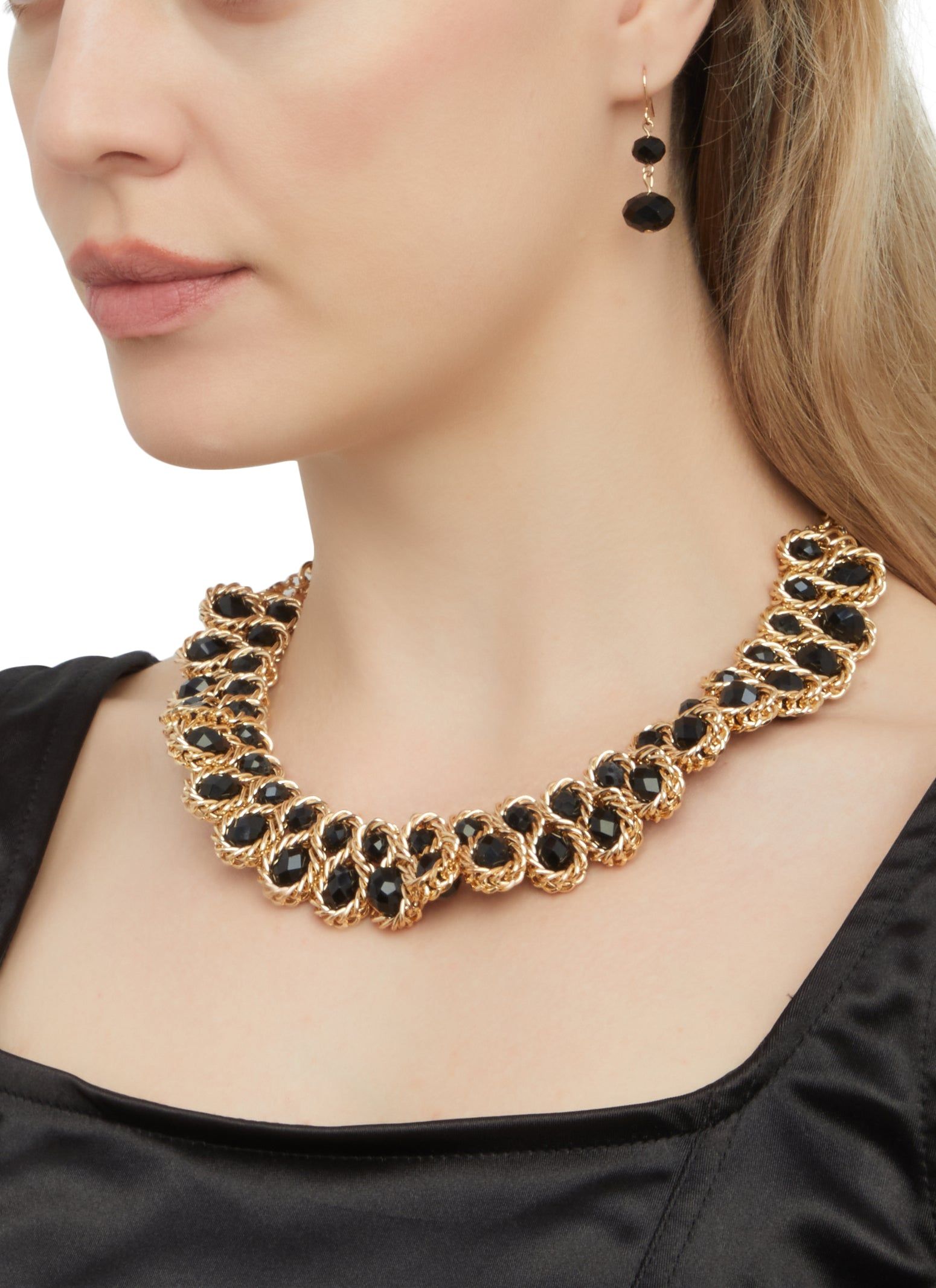 Beaded Metallic Necklace and Drop Earrings sold by Rainbow