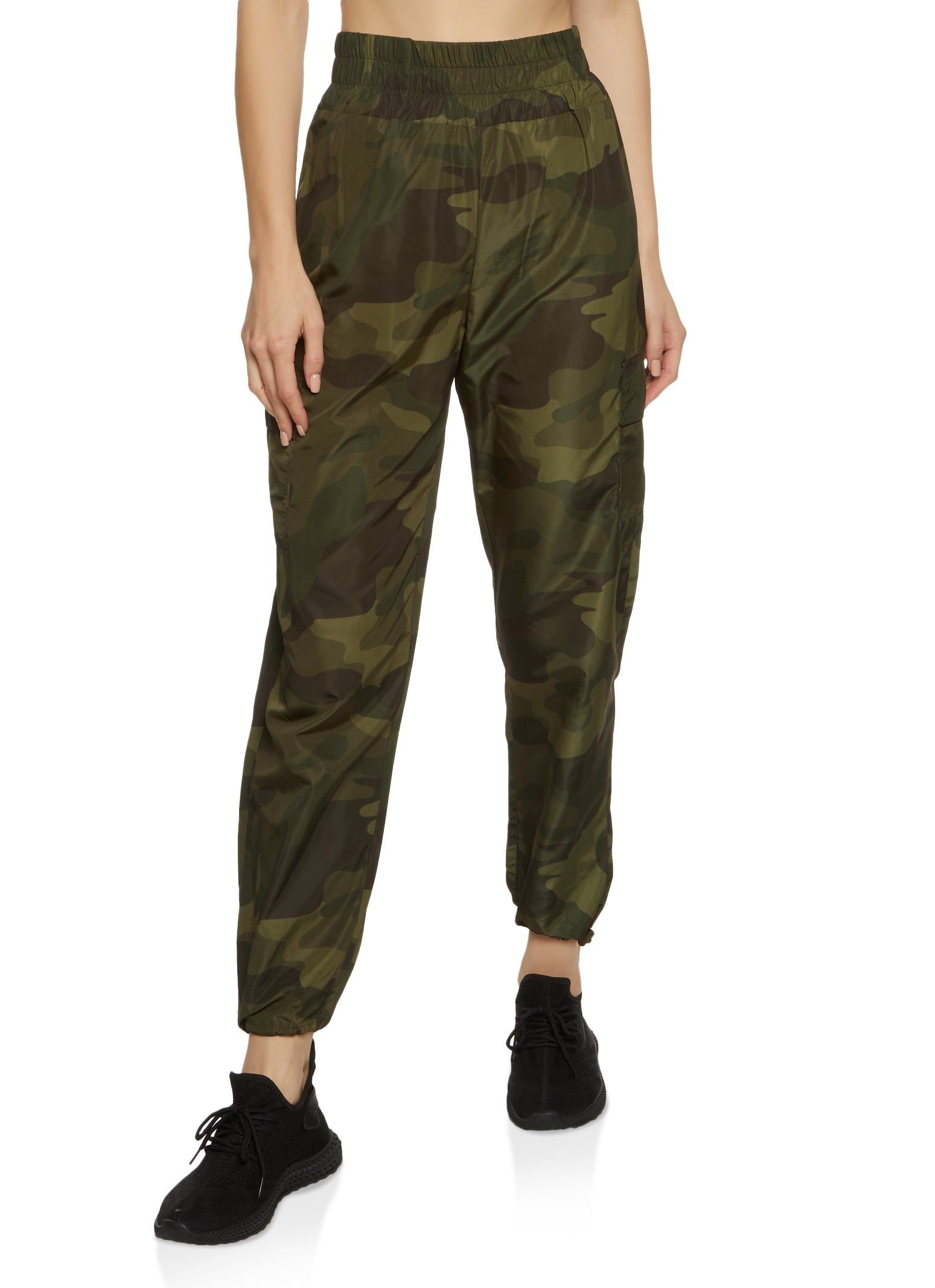 Nylon Camo Print Joggers sold by Rainbow