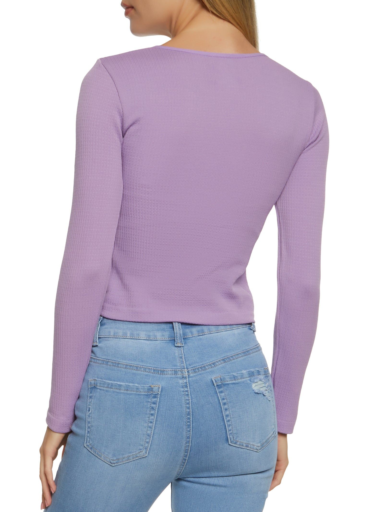 Solid Waffle Knit Crew Neck Top sold by Rainbow product image thumbnail 5