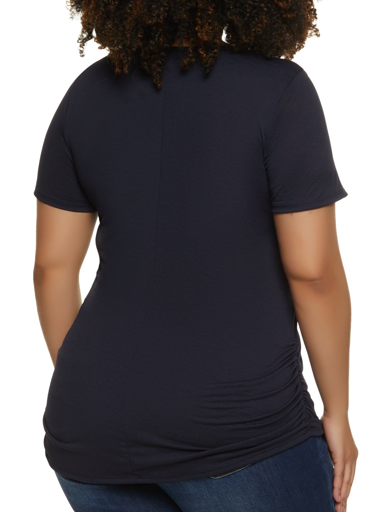 Plus Size Gauze Knit Ruched Tee with Necklace sold by Rainbow product image thumbnail 2