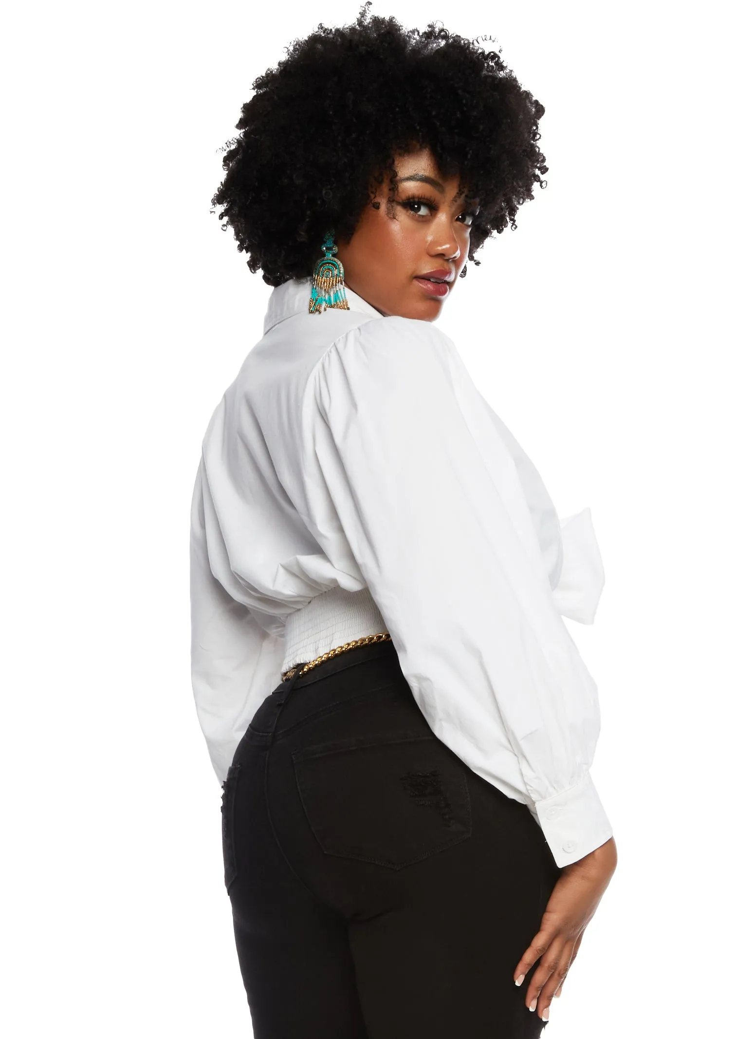 Plus Size Tie Back Wrap Crop Top sold by Rainbow product image thumbnail 3